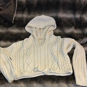 Aeropostale Cream Cable Knit V-Neck Sweater